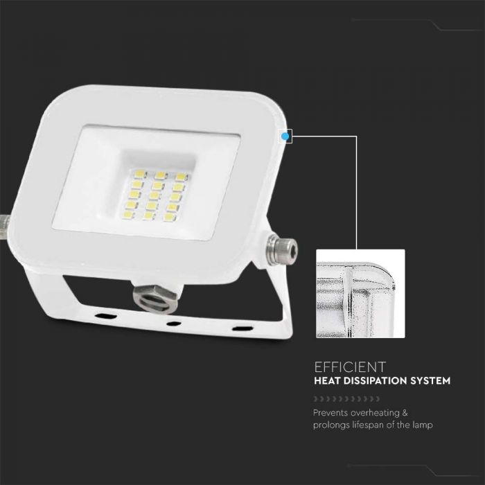 LED FLOOD SLIM 10W CW 115° 735lm IP65 WHITE SAMSUNG CHIP PRO-S