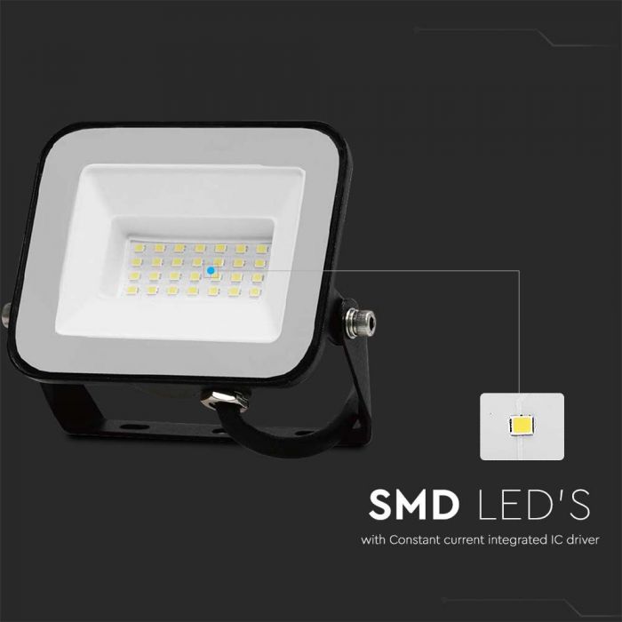 LED FLOODLIGHT 20W CW 1620lm 115° IP65 BLACK BODY GREY GLASS SAMSUNG CHIP