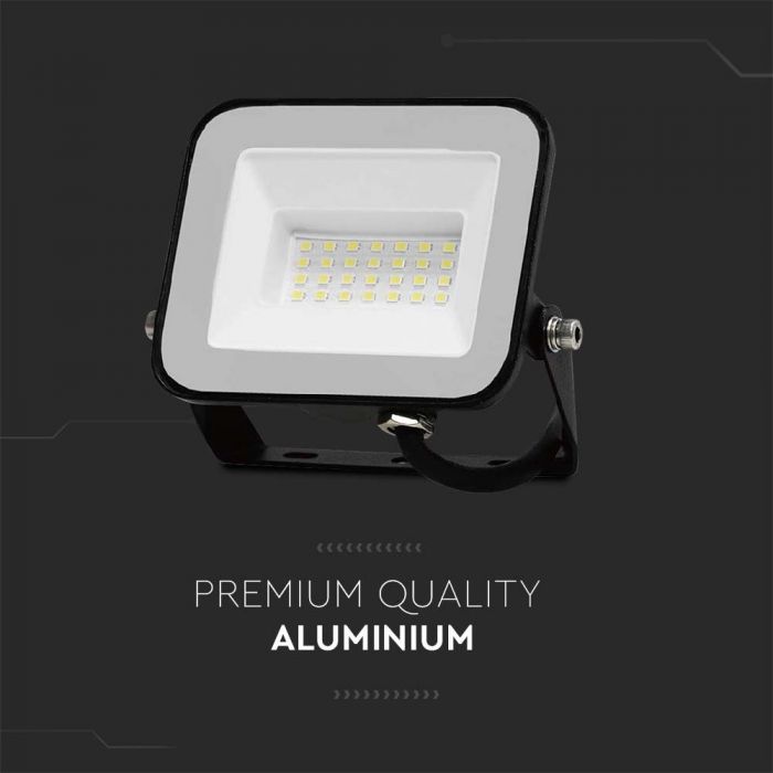 LED FLOODLIGHT 20W CW 1620lm 115° IP65 BLACK BODY GREY GLASS SAMSUNG CHIP