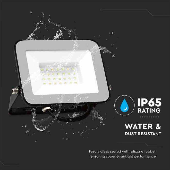 LED FLOODLIGHT 30W DL 2505lm 115° IP65 BLACK BODY GREY GLASS SAMSUNG CHIP