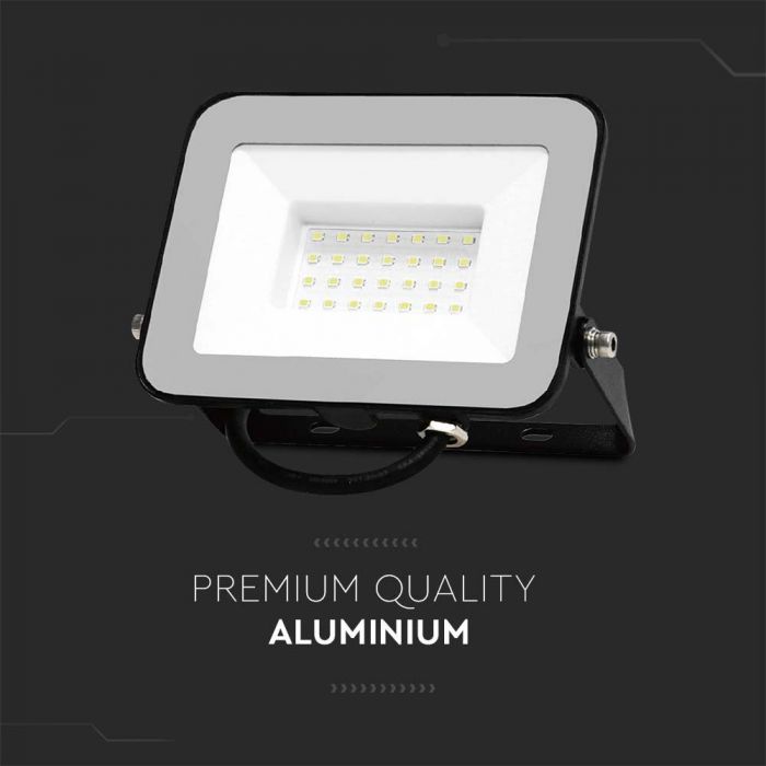 LED FLOODLIGHT 30W DL 2505lm 115° IP65 BLACK BODY GREY GLASS SAMSUNG CHIP