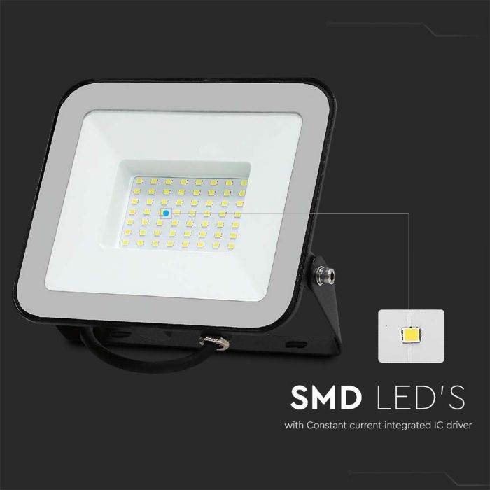 LED FLOODLIGHT 50W CW 4270lm 115° IP65 BLACK BODY GREY GLASS SAMSUNG CHIP