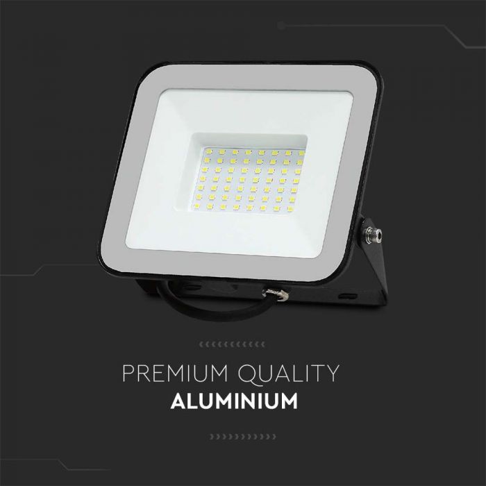 LED FLOODLIGHT 50W CW 4270lm 115° IP65 BLACK BODY GREY GLASS SAMSUNG CHIP