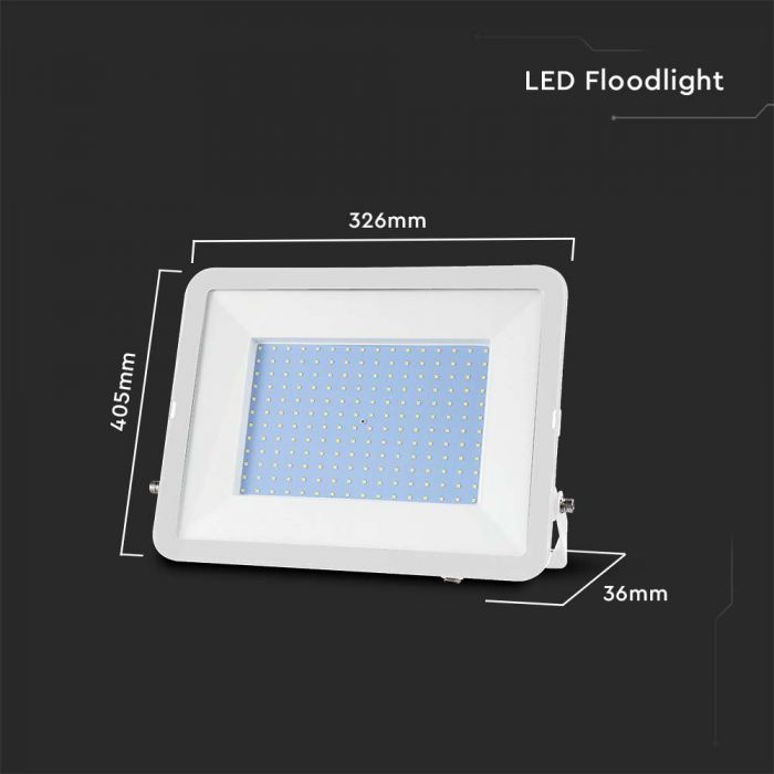 LED FLOOD SLIM 200W CW 115° 17540lm IP65 WHITE SAMSUNG CHIP 1m CABLE