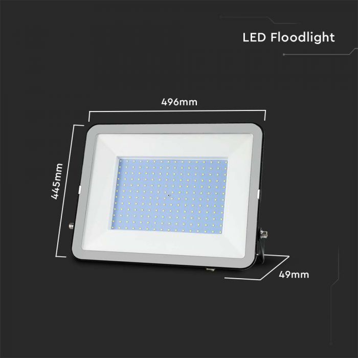 LED FLOOD SLIM 300W DL 115° 26390lm IP65 BLACK SAMSUNG CHIP 1m CABLE