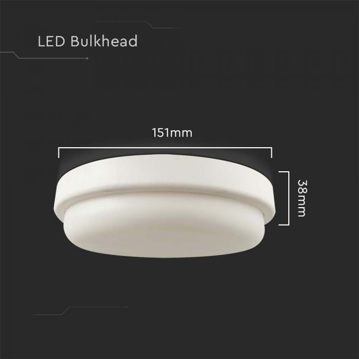 LED CEILING LIGHT 12W 1160lm WW 110° 151x38mm IP54