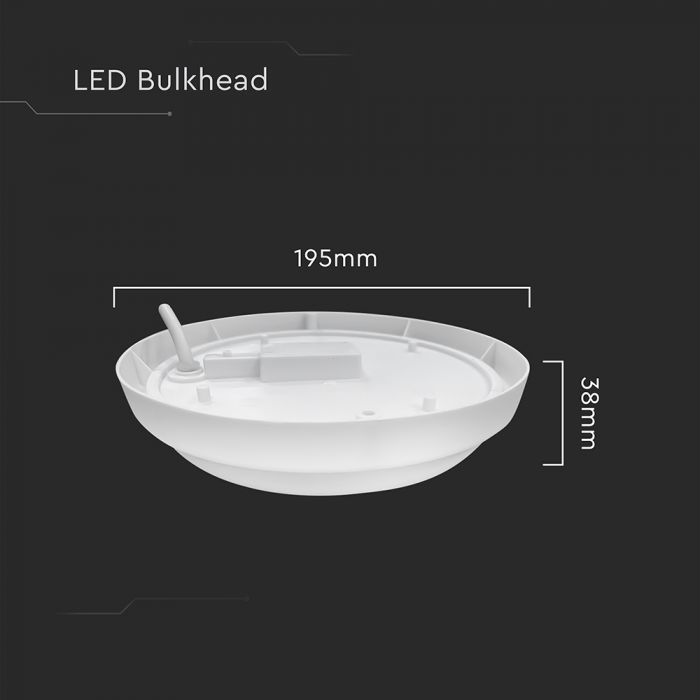 LED CEILING LIGHT 18W 1820lm DL 110° 195x38mm IP54