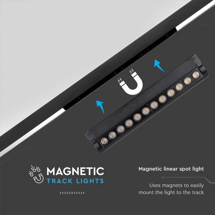 LED MAGNETIC TRACK LIGHT ADJUSTABLE 12W DL 1300lm 34° 52x33x260mm BLACK