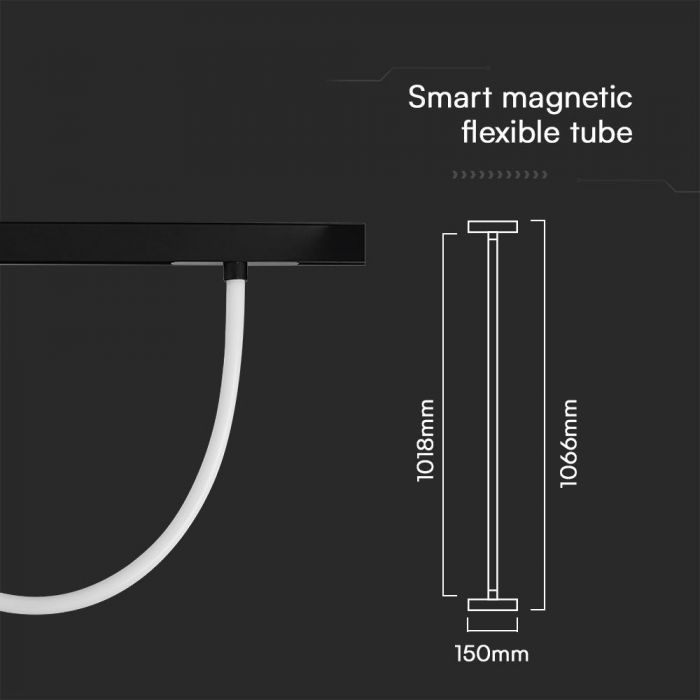 LED SMART MAGNETIC TRACK LIGHT FLEXIBLE TUBE 11W 1270lm CCT 3IN1(FUNCTIONS VIA APP) 1066x150x26mm BLACK