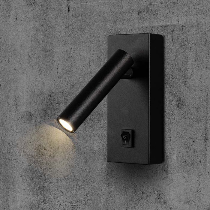 LED WALL MOUNTED SPOTLIGHT 2W DL 150lm 38° 145x150x60mm BLACK