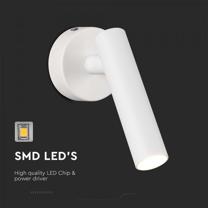 LED WALL MOUNTED SPOTLIGHT 2W WW 150lm 38° 140x60x60mm WHITE