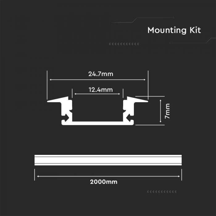 ALUMINIUM PROFILE MILKY COVER 2000x24.7x7 mm