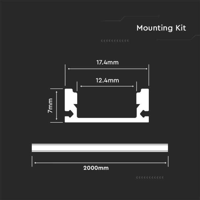 ALUMINIUM PROFILE MILKY COVER 2000x17.4x7mm