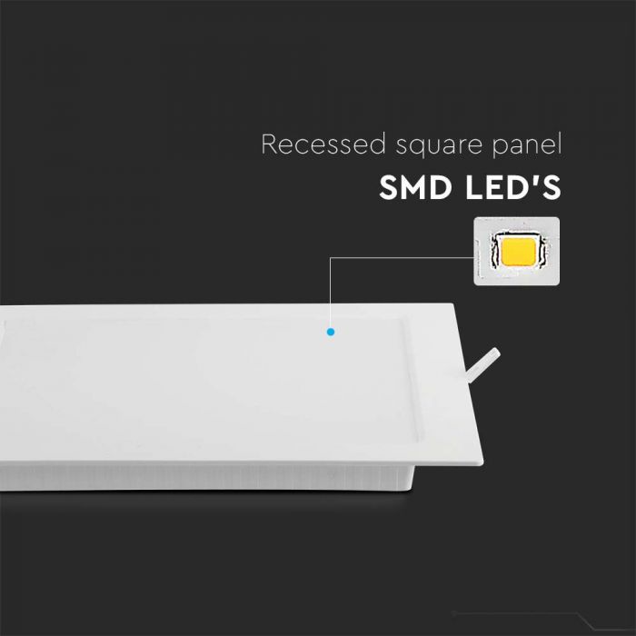 LED BACKLIT RECESSED PANEL 18W WW 1850lm 220.4x220.4x28.8mm SQUARE