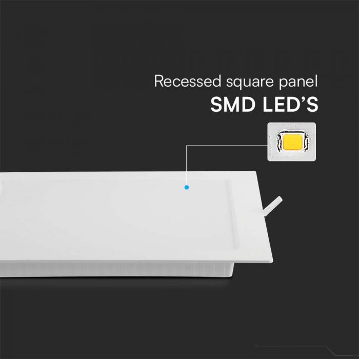 LED BACKLIT RECESSED PANEL 18W DL1980lm 220.4x220.4x28.8mm SQUARE