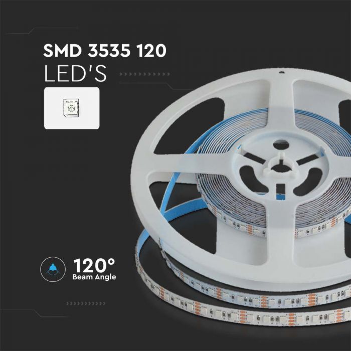 LED STRIP LIGHT 12W/m RGB 8MM WHITE DOUBLE PCB 5M 24V