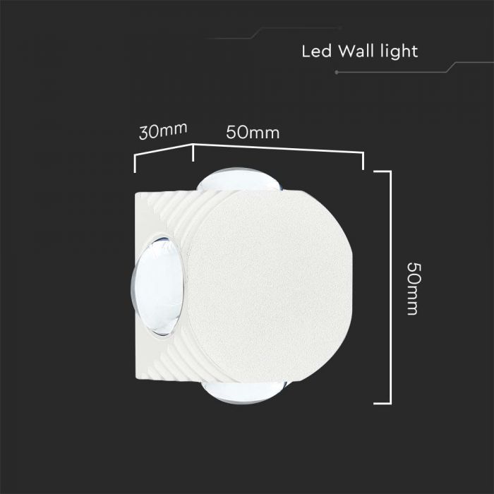 LED WALL LIGHT 4 SIDES 4W WW 390lm 60° 50x50x30mm WHITE IP54