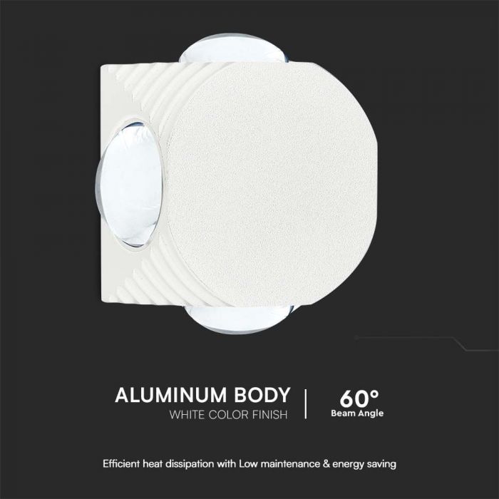 LED WALL LIGHT 4 SIDES 4W WW 390lm 60° 50x50x30mm WHITE IP54