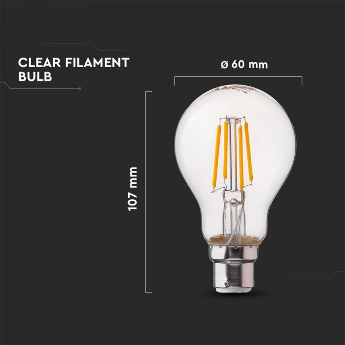 LED B22 FILAMENT LAMP A60 4W WW 400lm 300° 60X107 SAMSUNG CHIP