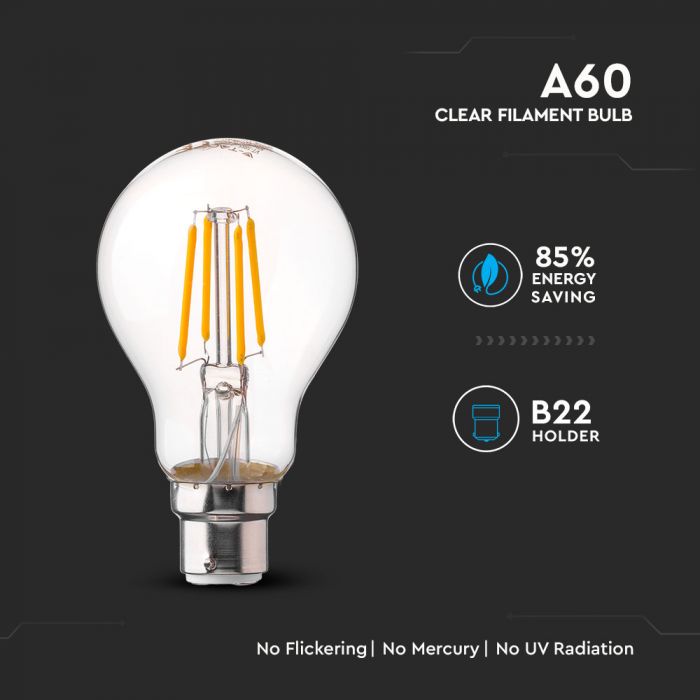 LED B22 FILAMENT LAMP A60 4W WW 400lm 300° 60X107 SAMSUNG CHIP