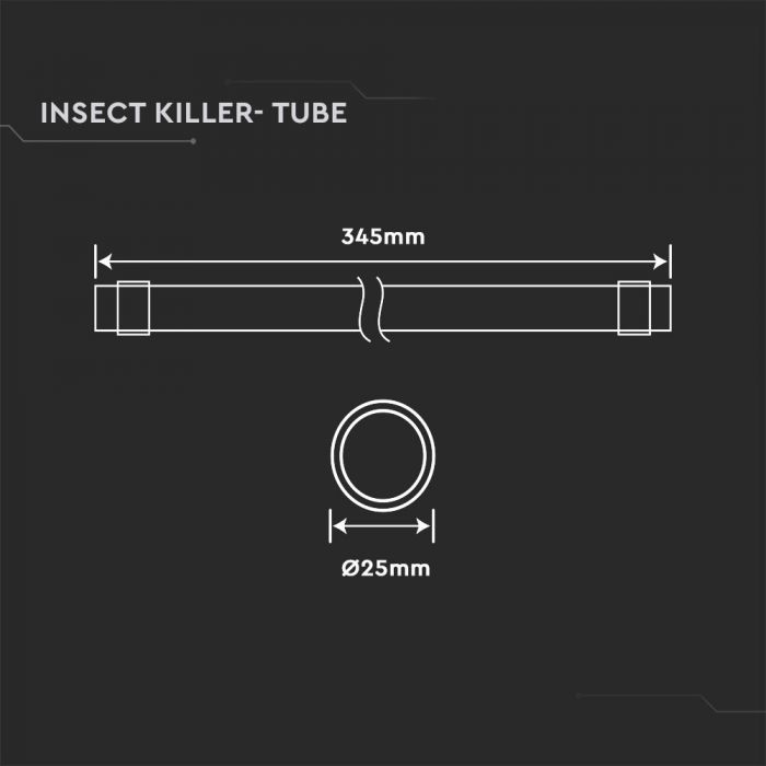 LED TUBE FOR ELECTRONIC INSECT KILLER 10W 25X345