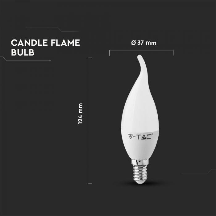 LED E14 LAMP 5.57W WW 470lm 200° CANDLE FLAME SAMSUNG CHIP