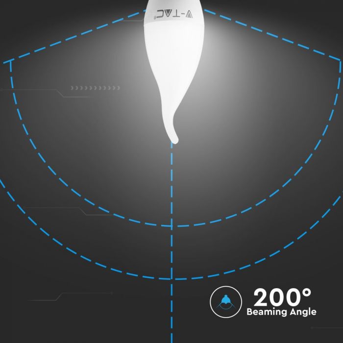 LED E14 LAMP 5.57W WW 470lm 200° CANDLE FLAME SAMSUNG CHIP