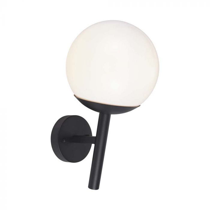 LED WALL LIGHT E27 MAT BLACK OPAL PLASTIC C BALL UP 240x200x365mm