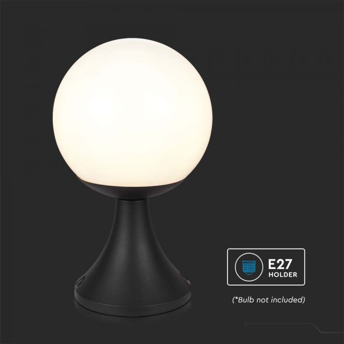 LED GARGEN  LIGHT E27 MAT BLACK OPAL PLASTIC C BALL 200x200x350mm