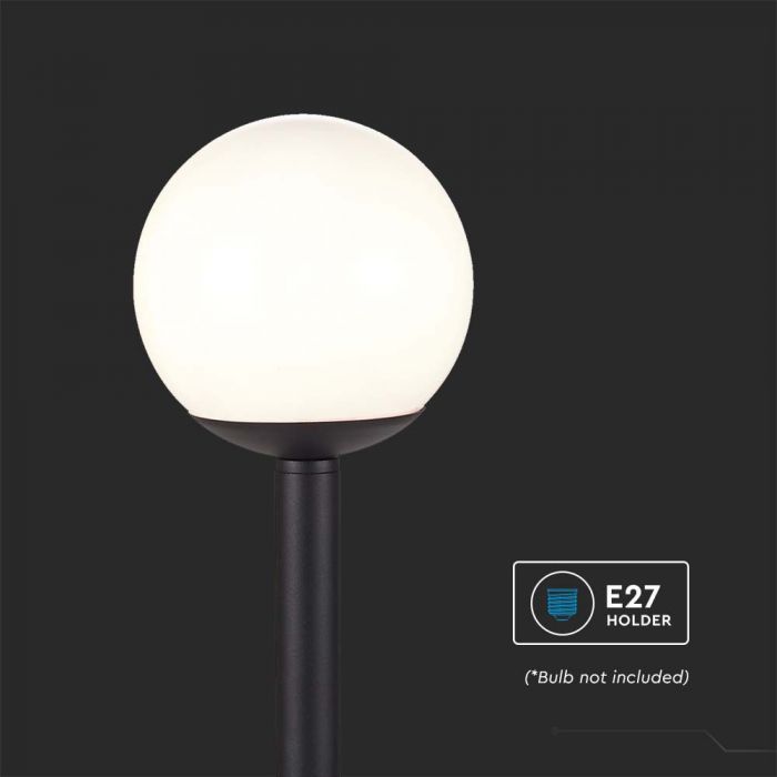 LED GARGEN  LIGHT E27 MAT BLACK OPAL PLASTIC C BALL 200x200x970mm