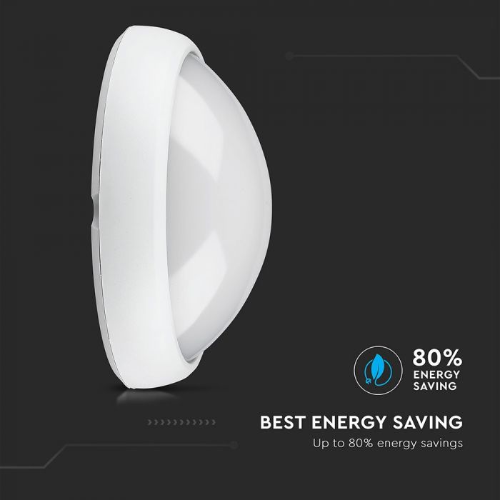 LED DOME LIGHT OVAL 8W 110° 560lm WW 126X187X76 WHITE IP54