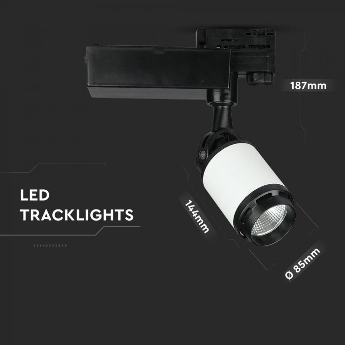 LED TRACK COB LIGHT 25W 2100lm DL 24° 209X85X187 4-LINE BLACK/WHITE