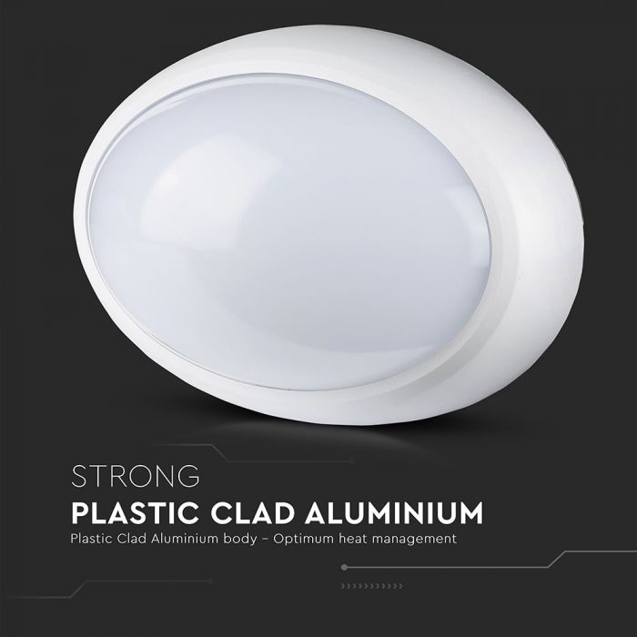 LED DOME LIGHT FULL OVAL 12W 120° 840lm DL 242X165X96 WHITE IP54