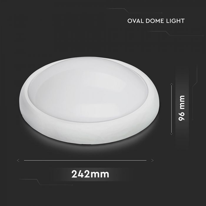 LED DOME LIGHT FULL OVAL 12W 120° 840lm DL 242X165X96 WHITE IP54