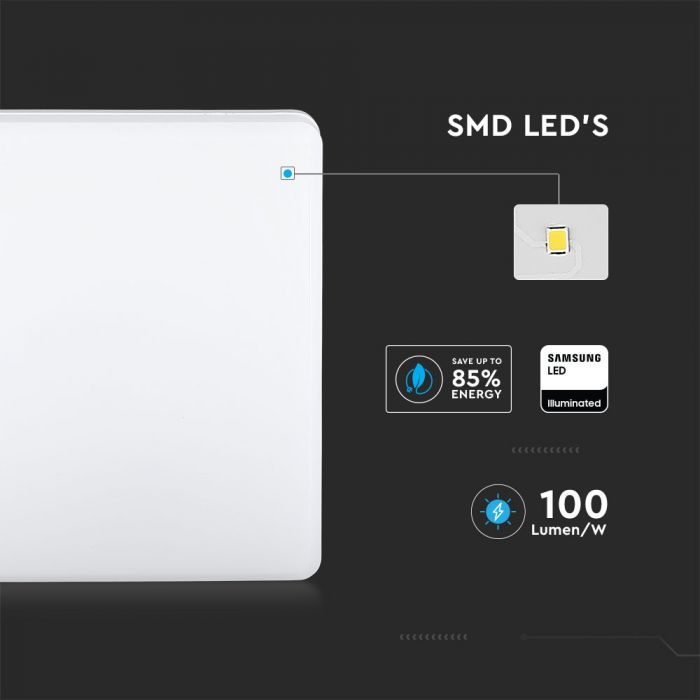 LED DOME LIGHT FRAMELESS SQUARE 15W 110° 1500lm WW 220X48 IP44 SAMSUNG IK08