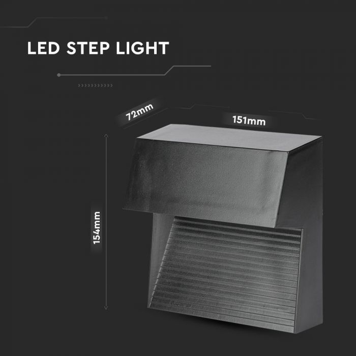 LED STEP LIGHT SQUARE 3W 90° 210lm WW 151X72X154 BLACK IP65