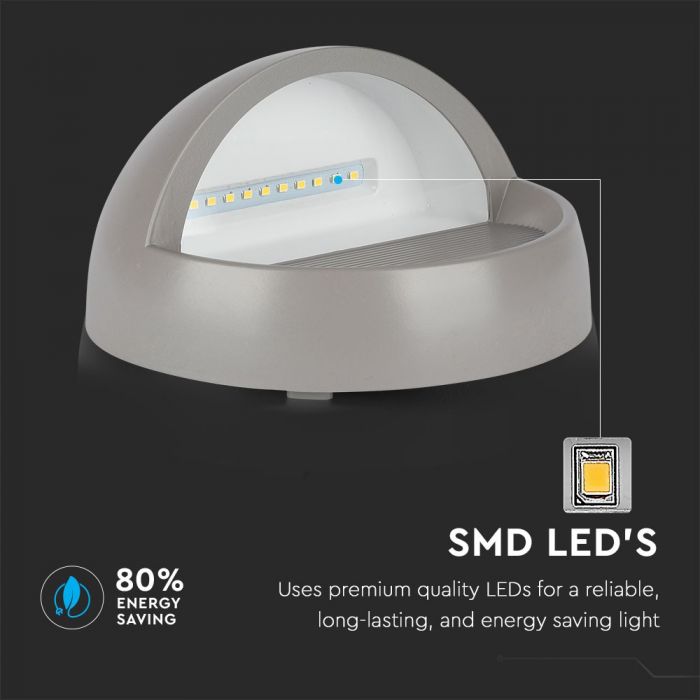 LED STEP LIGHT ROUND 3W 90° 210lm DL 166X94 GREY IP65