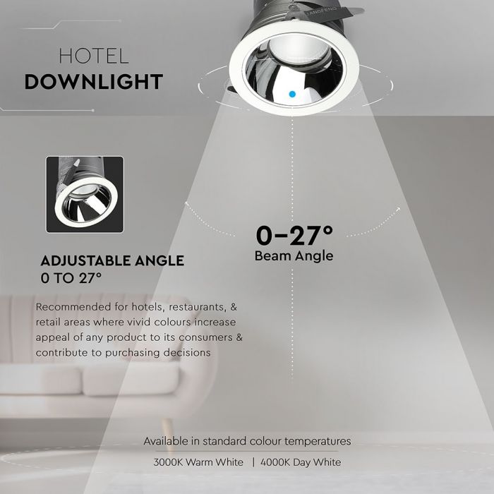 LED COB HOTEL DOWNLIGHT GREY 35W DL 2300lm 0-27° 160X176 (150) A++