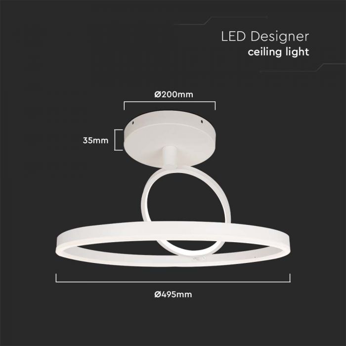 LED CEILING LIGHT 37W WW 4000lm METAL 500x200mm WHITE