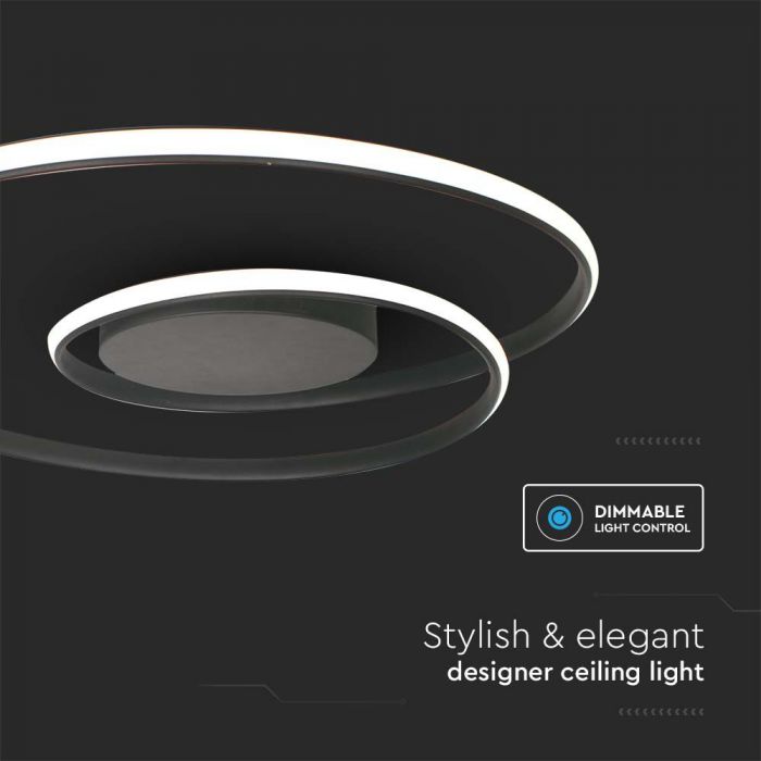 LED CEILING LIGHT 48W WW 5150lm 620mm TRIAC DIMMABLE BLACK