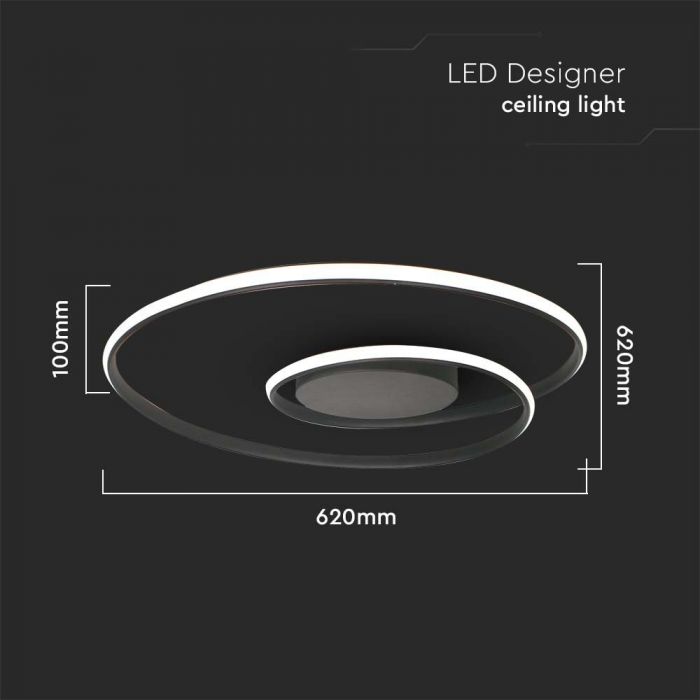 LED CEILING LIGHT 48W DL 5150lm METAL 620x620x100mm BLACK