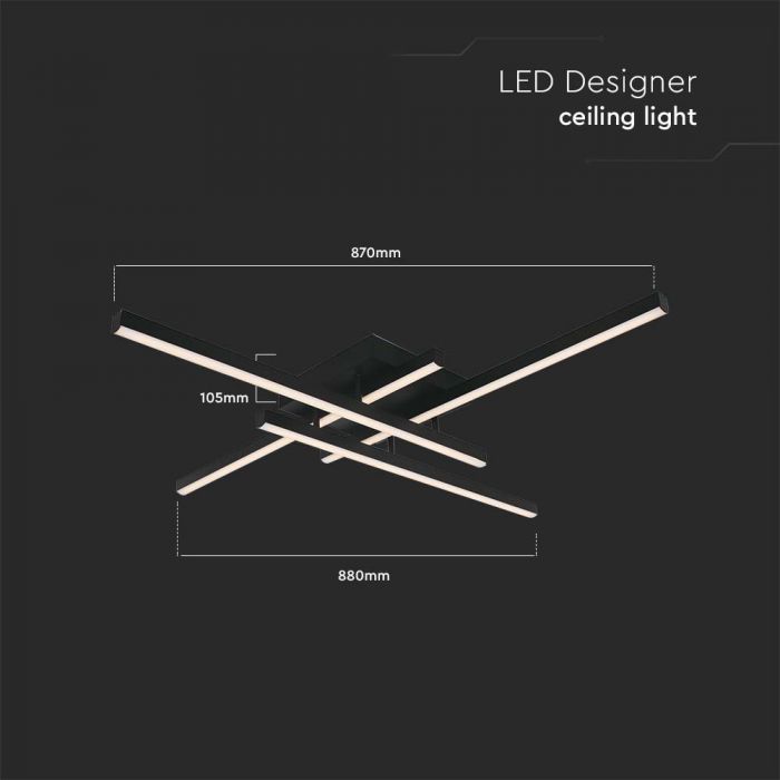 LED CEILING LIGHT 38W DL 4100lm METAL 880x870x105mm BLACK