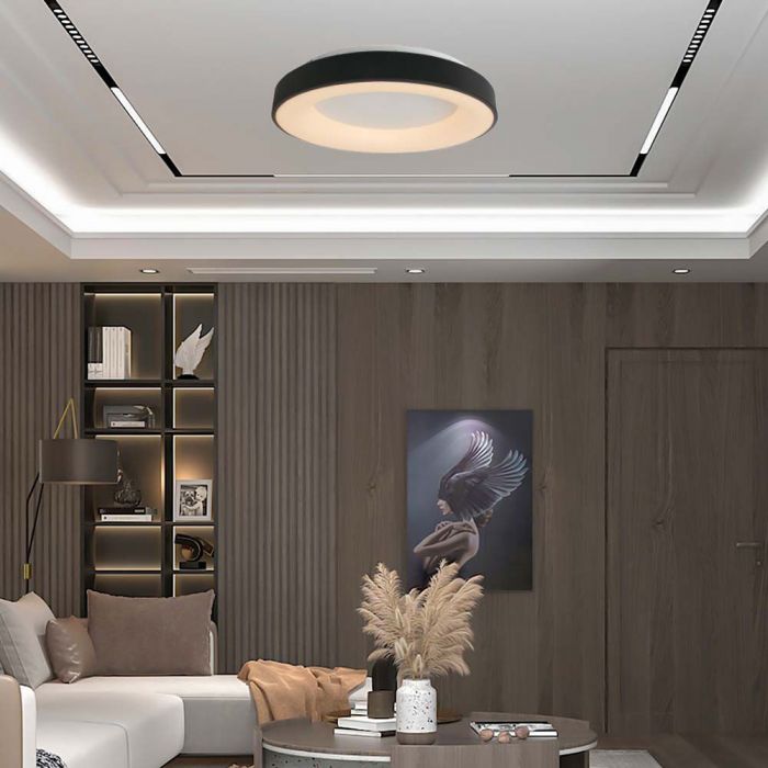 LED DECORATIVE CEILING LIGHT 50W WW 5220lm 600x105mm BLACK