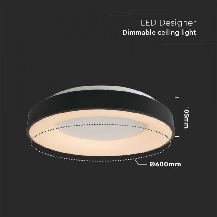 LED DECORATIVE CEILING LIGHT 50W WW 5220lm 600x105mm BLACK