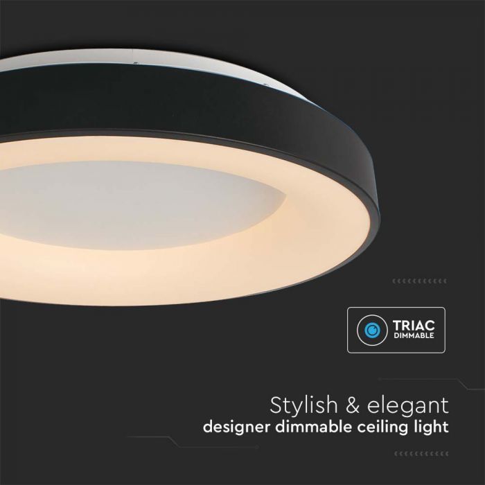 LED DECORATIVE CEILING LIGHT 50W WW 5220lm 600x105mm BLACK