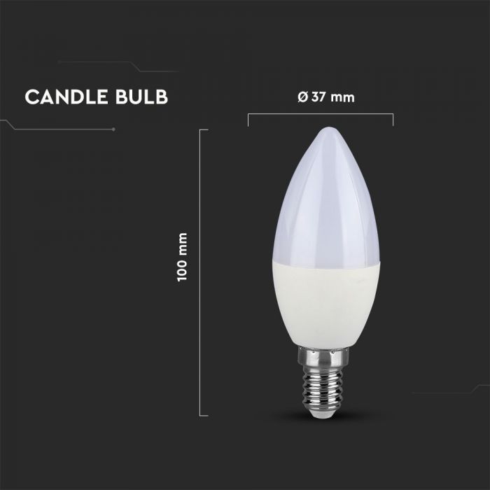 LED E14 LAMP 7W WW 600lm 200° C37 SAMSUNG CHIP