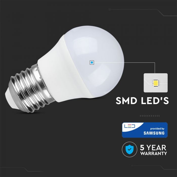 LED E27 LAMP 7W WW 600lm 180° 45X81 GLOBE SAMSUNG CHIP