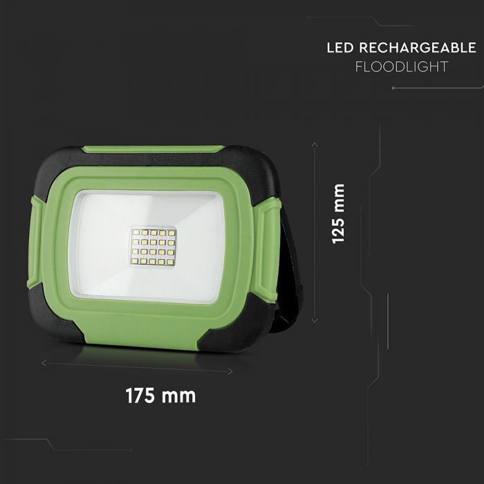 LED FLOOD RECHARGEABLE 20W DL 100° 1400lm IP44 GREEN/BLACK