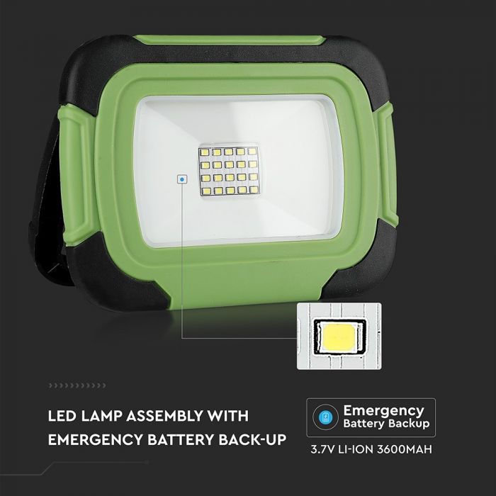 LED FLOOD RECHARGEABLE 20W DL 100° 1400lm IP44 GREEN/BLACK