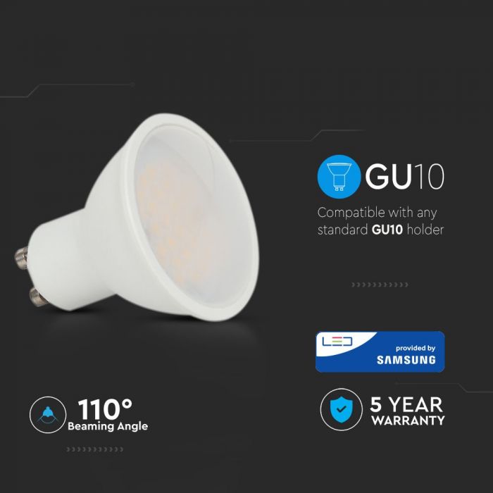 LED GU10 LAMP 4.5W WW 400lm 110° 50X56 PLASTIC SAMSUNG CHIP